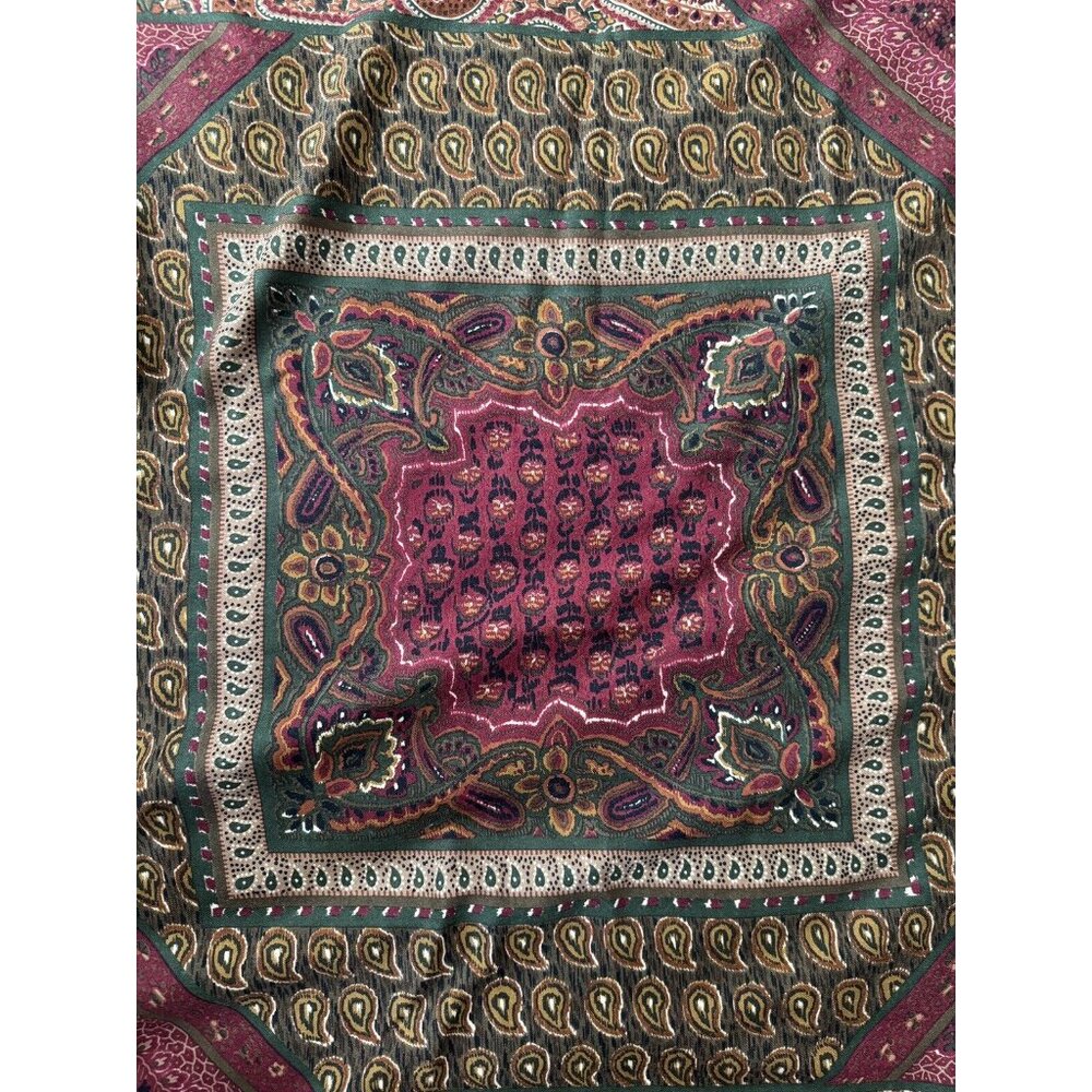 Vintage Christian Dior Boho Paisley Brown Green Wool Silk 52” Large Scarf Shawl - Picture 10 of 10